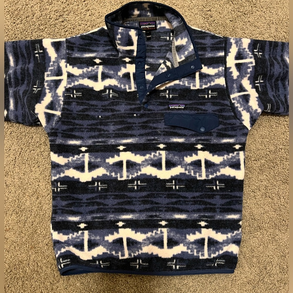 Patagonia Synchilla Fleece Snap T Pullover - Blue / White - S
